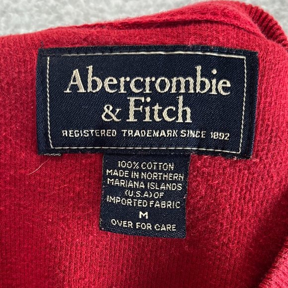 Vintage Abercrombie & Fitch Men's Red and White Sweater Long Sleeve Y2K sz M - Picture 7 of 7